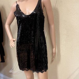 Free People Black Sequin Chemise
